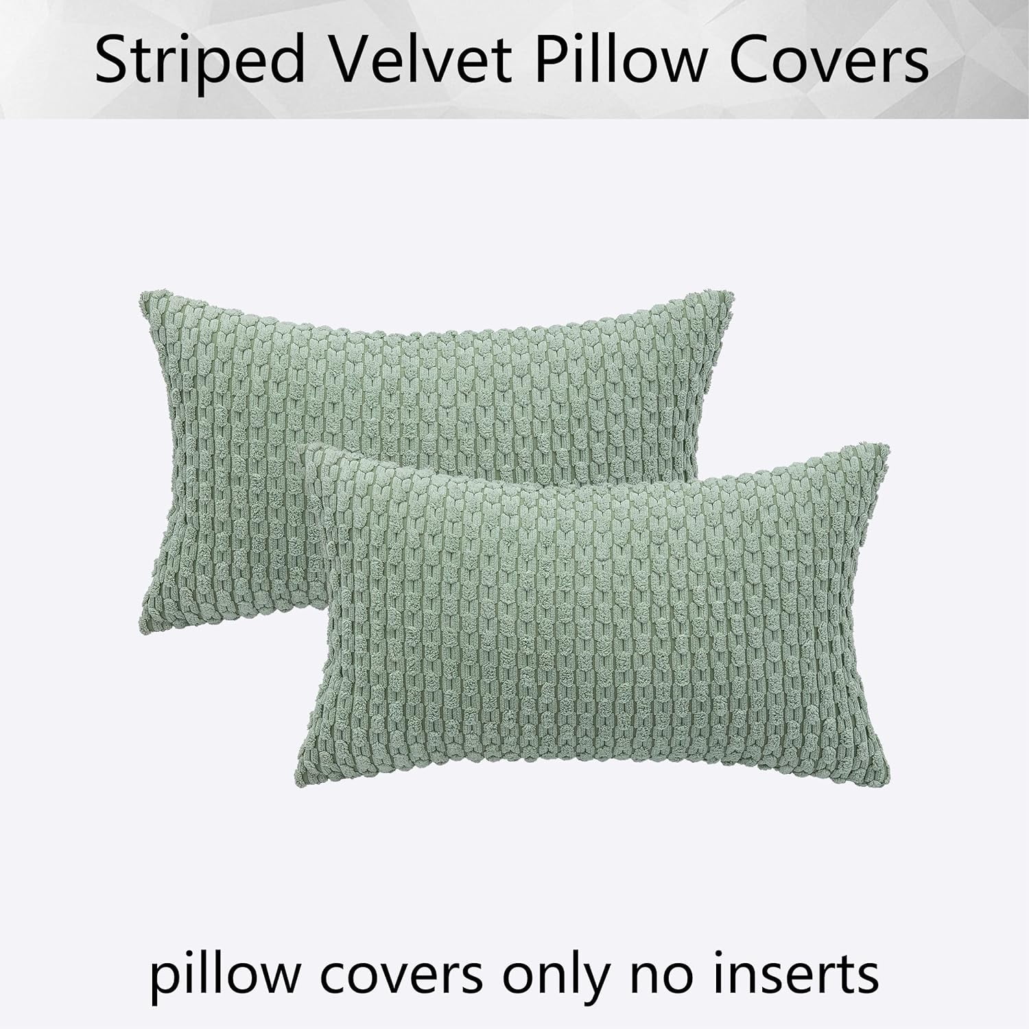 Holzlrgus Fall Set of 2 Striped Textured Velvet Corduroy Decorative Europe Sham Seasonal Autumn Throw Pillow Cushion Cover for Couch, (60x60 cm, 24inch), Burnt Brick 22 x 22-Inch Sage Green - Image 6