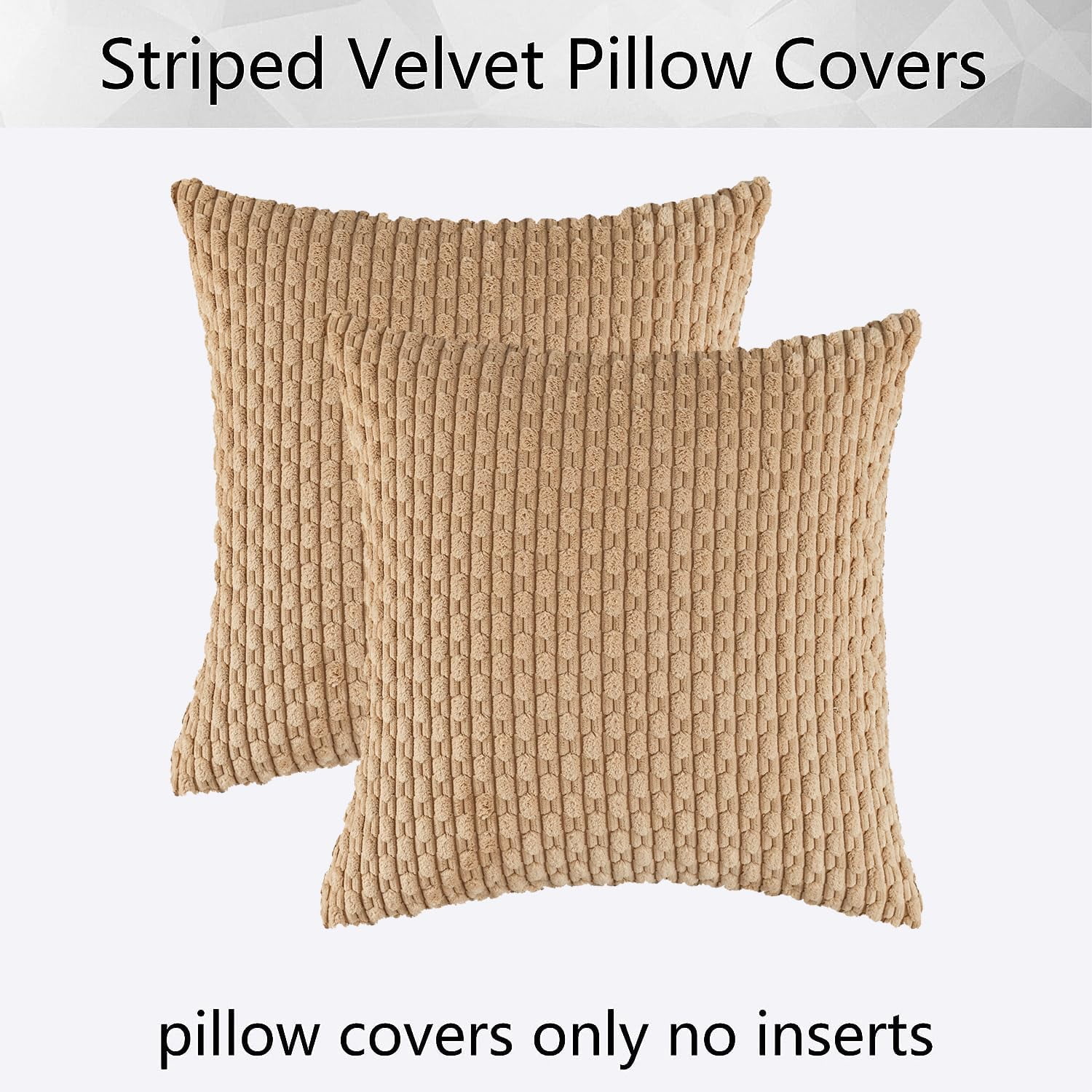 Holzlrgus Fall Set of 2 Striped Textured Velvet Corduroy Decorative Europe Sham Seasonal Autumn Throw Pillow Cushion Cover for Couch, (60x60 cm, 24inch), Burnt Brick 22 x 22-Inch Tan - Image 6