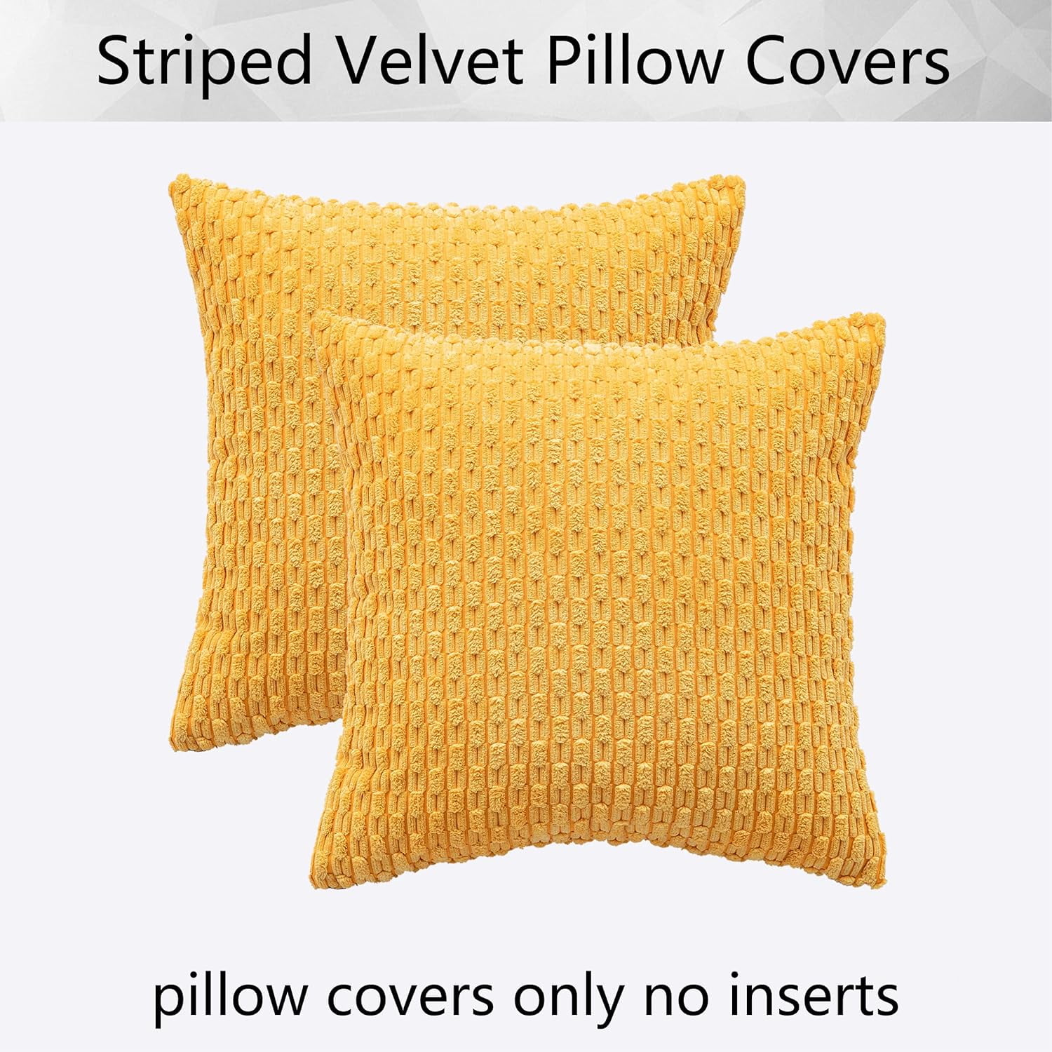 Holzlrgus Fall Set of 2 Striped Textured Velvet Corduroy Decorative Europe Sham Seasonal Autumn Throw Pillow Cushion Cover for Couch, (60x60 cm, 24inch), Burnt Brick 24 x 24-Inch Yellow - Image 6