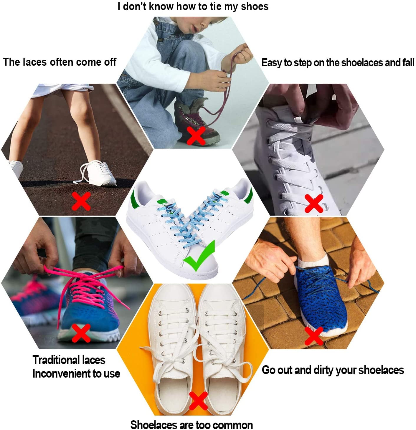 4Pairs No Tie Elastic Shoe Laces Adjustable Tieless Shoelaces, One Size Fits All Adult & Kids(Black, White, Red, Pink) Black, white, red, pink - Image 2