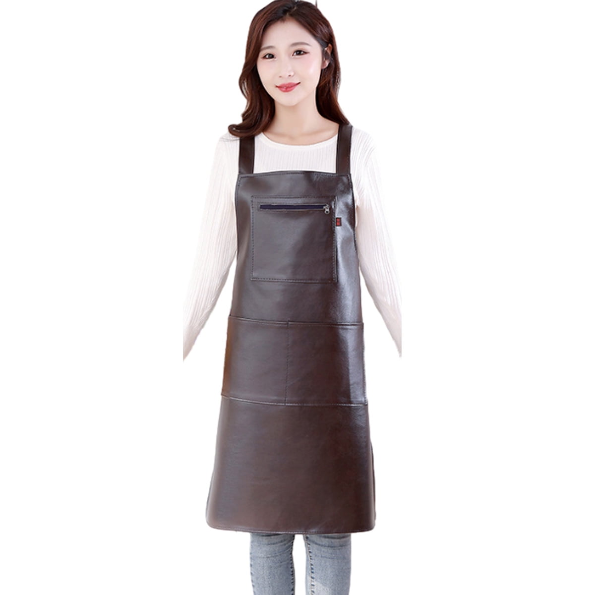 Waterproof Rubber Vinyl Apron - Heavy Duty Model - Stay Dry - Industrial Chemical Resistant Plastic - Leather Apron for Kitchen, Cooking, Dishwashing, Dog Grooming - Black Coffee - Image 1