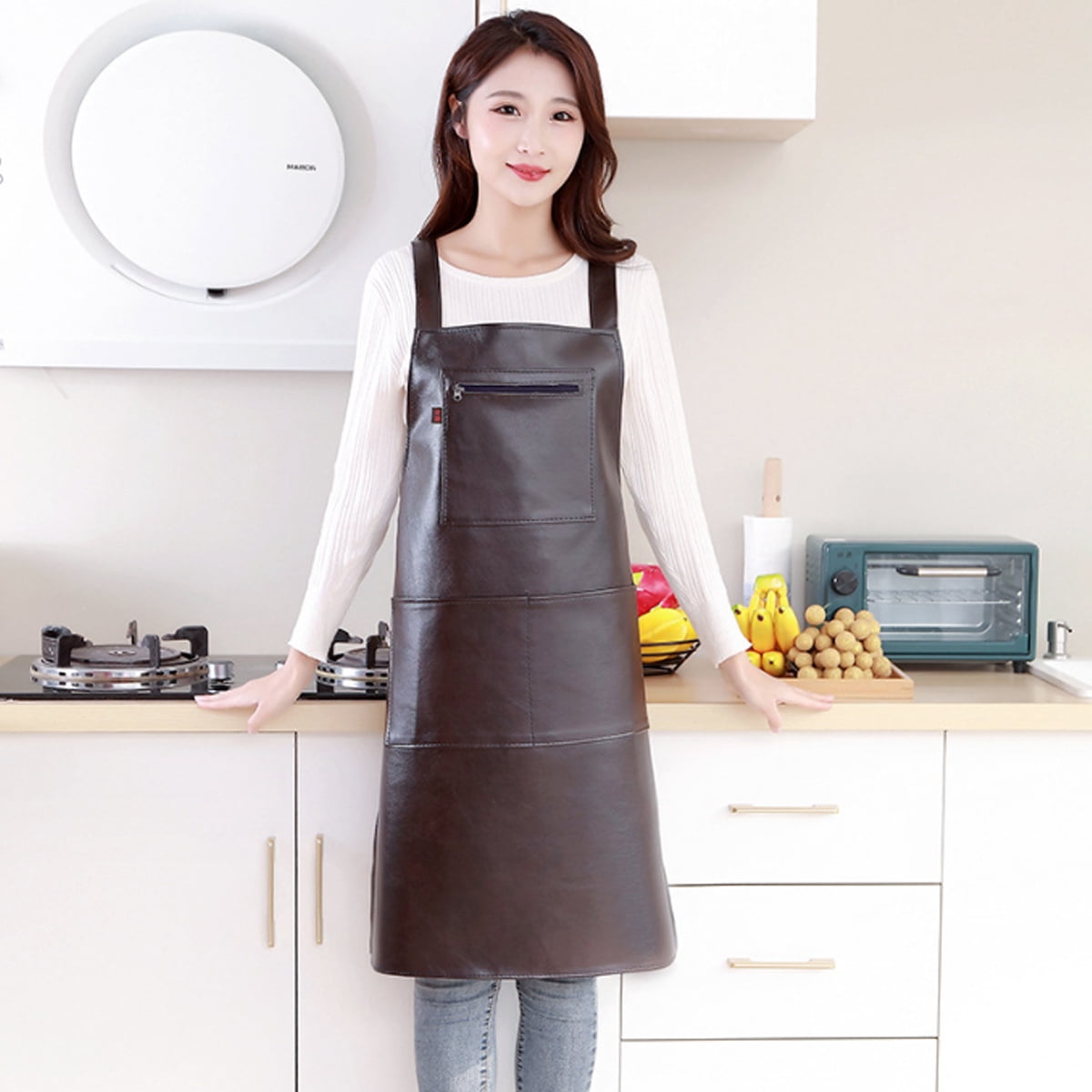 Waterproof Rubber Vinyl Apron - Heavy Duty Model - Stay Dry - Industrial Chemical Resistant Plastic - Leather Apron for Kitchen, Cooking, Dishwashing, Dog Grooming - Black Coffee - Image 2