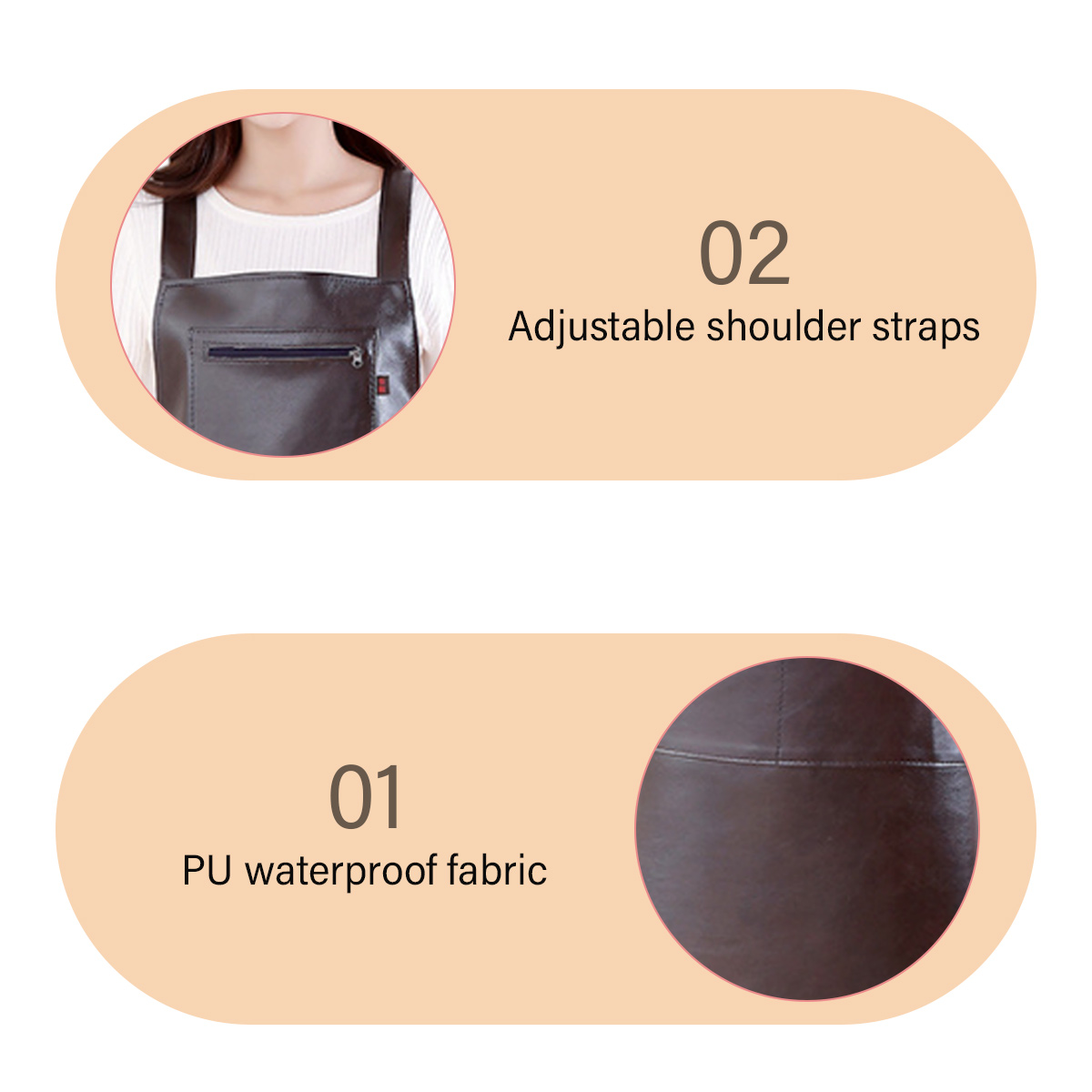 Waterproof Rubber Vinyl Apron - Heavy Duty Model - Stay Dry - Industrial Chemical Resistant Plastic - Leather Apron for Kitchen, Cooking, Dishwashing, Dog Grooming - Black Coffee - Image 4