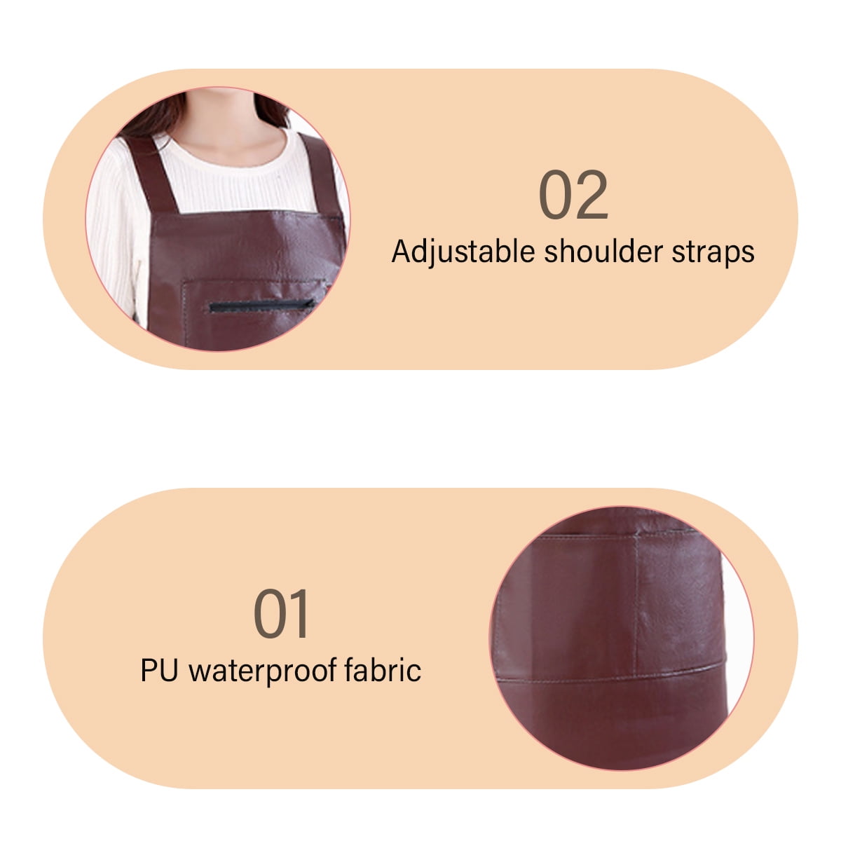 Waterproof Rubber Vinyl Apron - Heavy Duty Model - Stay Dry - Industrial Chemical Resistant Plastic - Leather Apron for Kitchen, Cooking, Dishwashing, Dog Grooming - Black Dark Red - Image 4