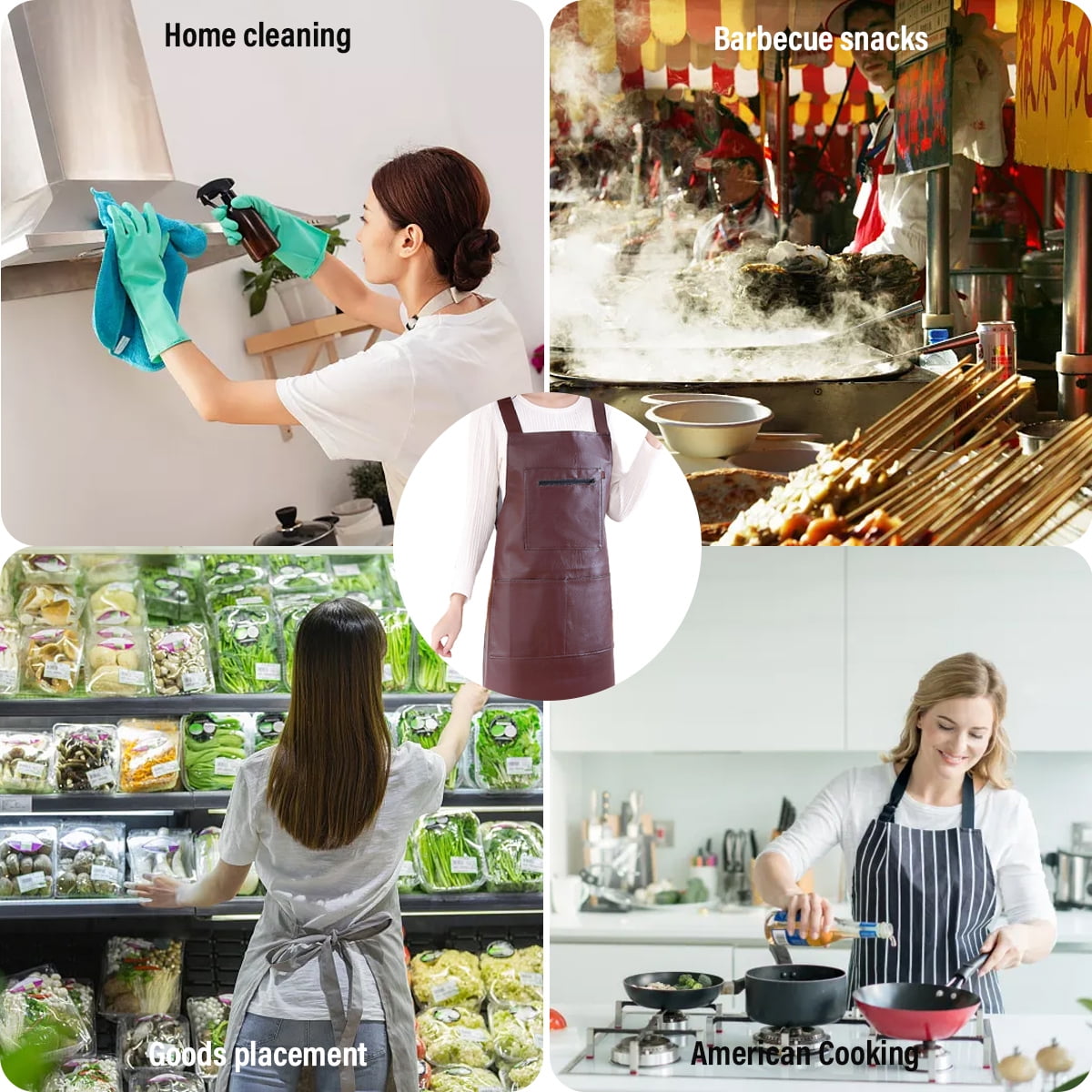Waterproof Rubber Vinyl Apron - Heavy Duty Model - Stay Dry - Industrial Chemical Resistant Plastic - Leather Apron for Kitchen, Cooking, Dishwashing, Dog Grooming - Black Dark Red - Image 6
