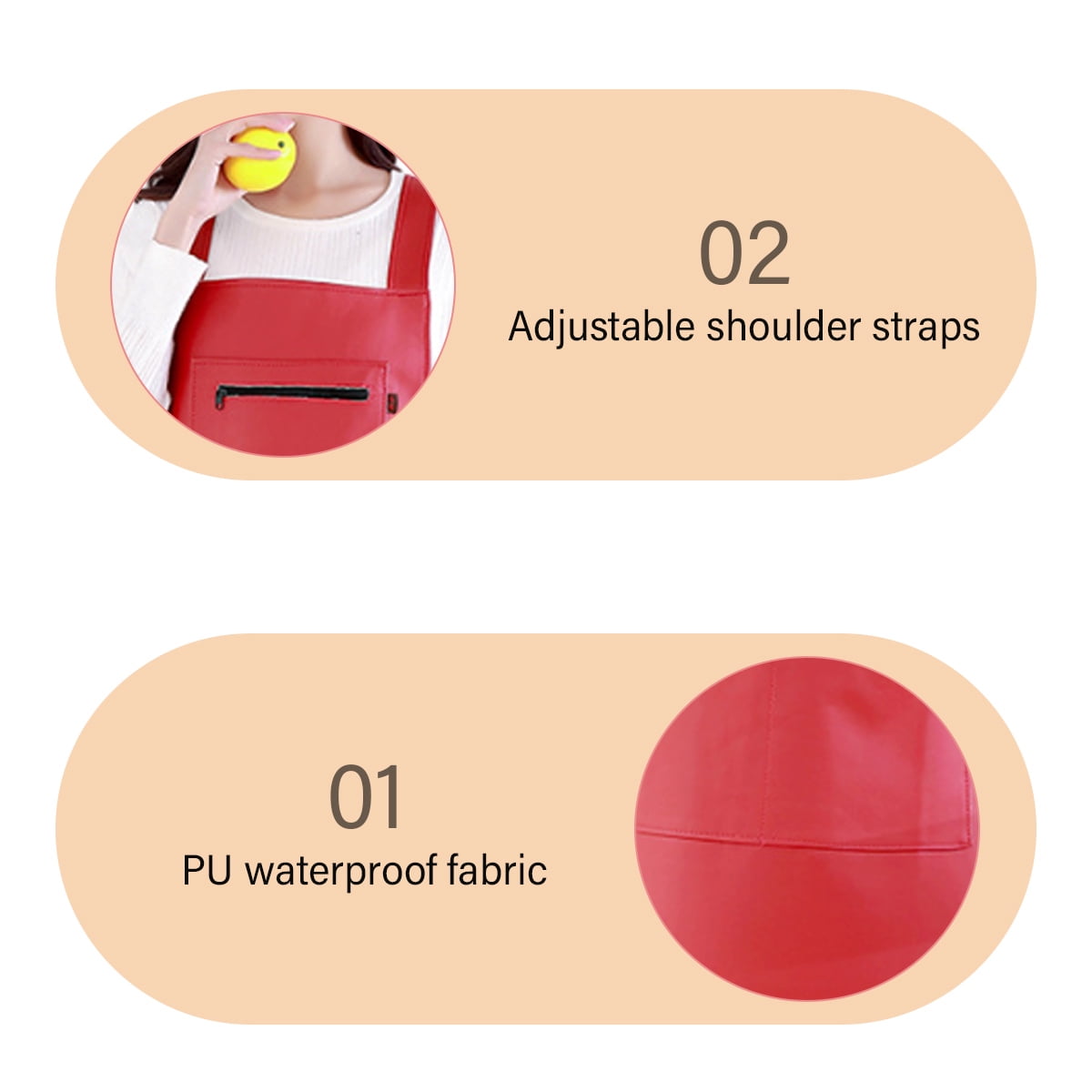 Waterproof Rubber Vinyl Apron - Heavy Duty Model - Stay Dry - Industrial Chemical Resistant Plastic - Leather Apron for Kitchen, Cooking, Dishwashing, Dog Grooming - Black Red - Image 4