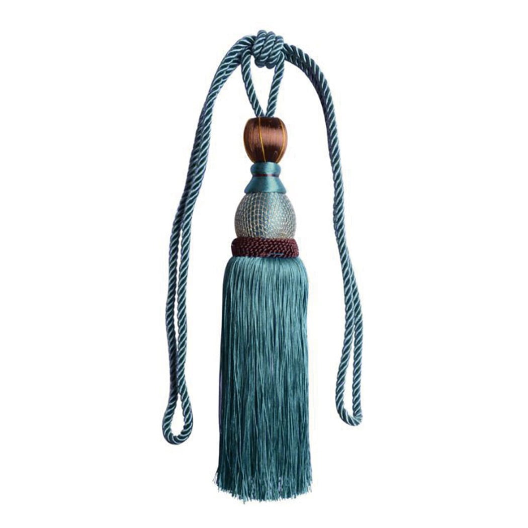 Bosisa 2pcs Large Tie Backs Ball Tassel Curtain Rope Tieback,Gold Blue - Image 2
