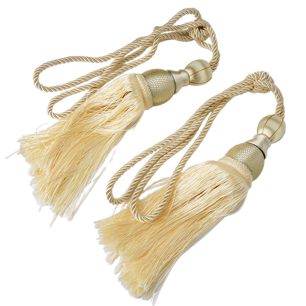 Bosisa 2pcs Large Tie Backs Ball Tassel Curtain Rope Tieback Gold - Image 3