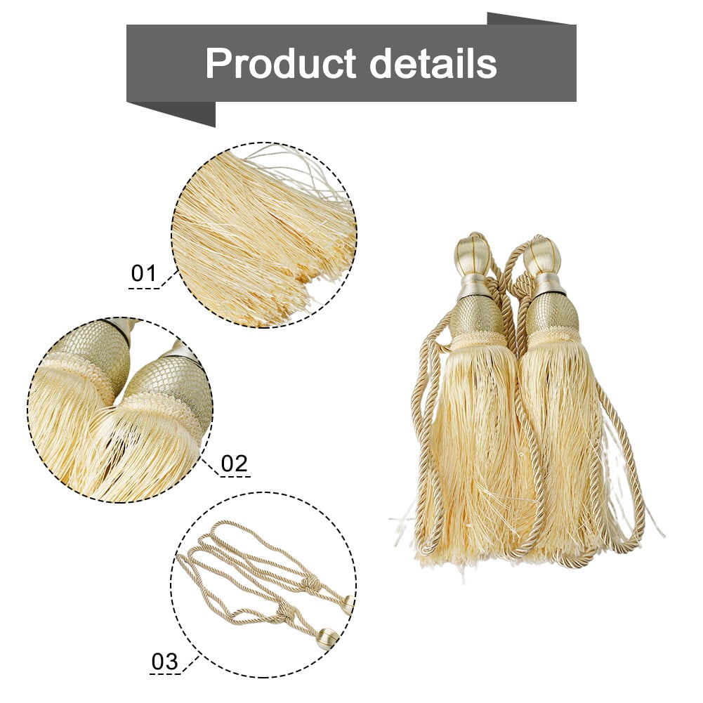 Bosisa 2pcs Large Tie Backs Ball Tassel Curtain Rope Tieback Gold - Image 6