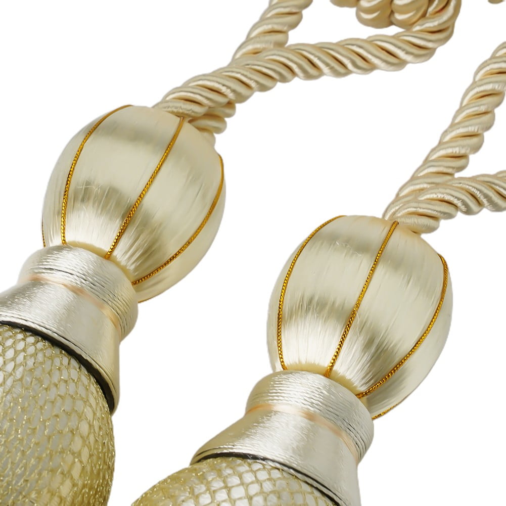 Bosisa 2pcs Large Tie Backs Ball Tassel Curtain Rope Tieback Gold - Image 7