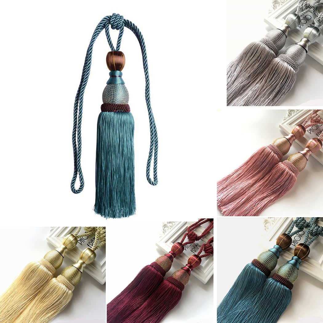 Bosisa 2pcs Large Tie Backs Ball Tassel Curtain Rope Tieback,Gold Red - Image 3