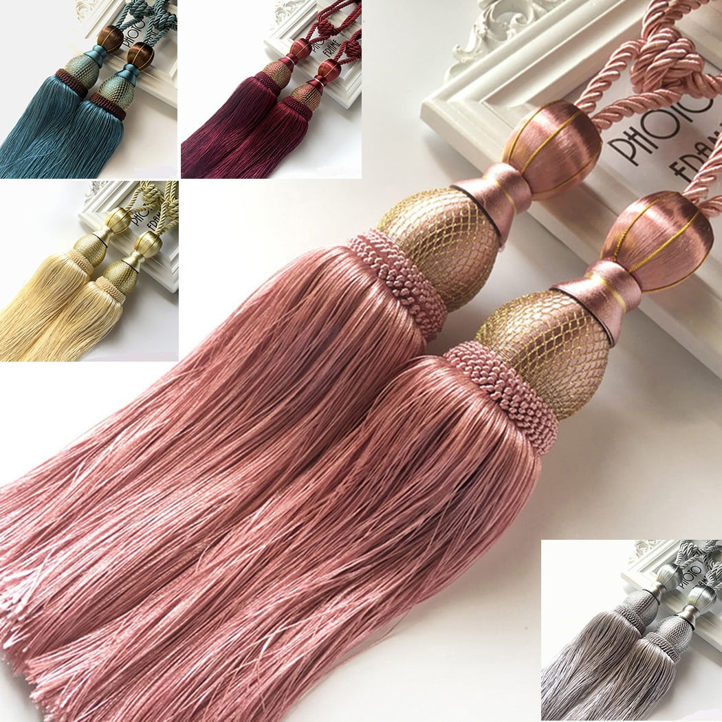 Bosisa 2pcs Large Tie Backs Ball Tassel Curtain Rope Tieback,Gold Silver - Image 4