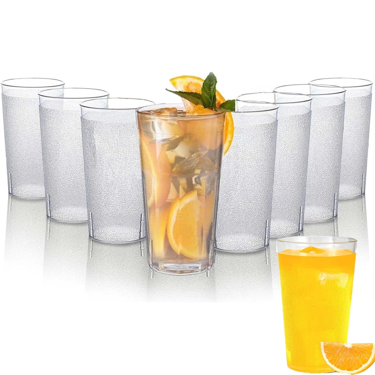 12oz Tumbler Beverage Cups, Clear Plastic Cup, Stackable Drinking Cups, Drink Tumblers for Hotel Cafe, Party & Catering Supplies, Restaurant Grade Cups, Clear, Set of 8 8oz - Image 1