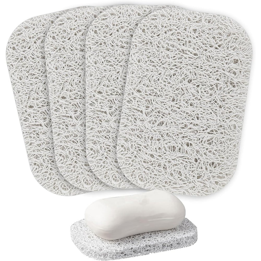 Lierteer 5PCS Shower Soap Bar Saver Lift Holder Dish Sponge Rack Tray Fast Dry Non-Slip white - Image 1