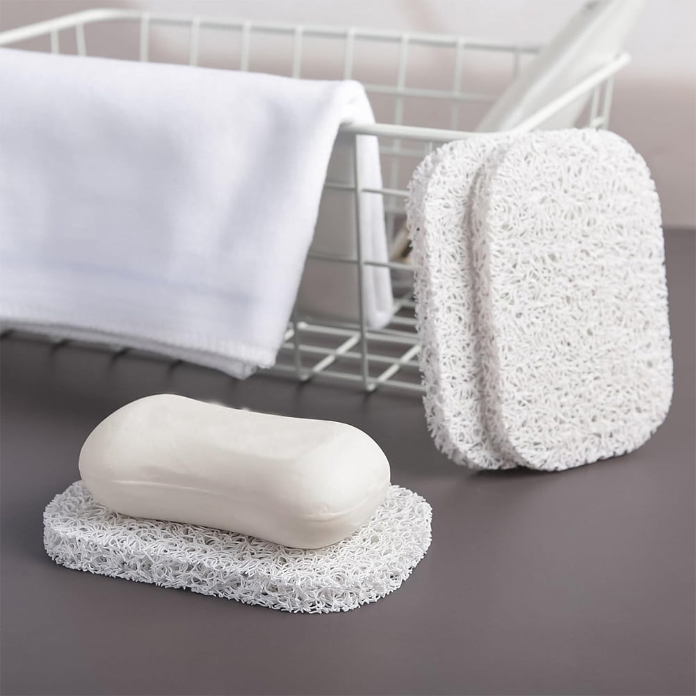 Lierteer 5PCS Shower Soap Bar Saver Lift Holder Dish Sponge Rack Tray Fast Dry Non-Slip white - Image 3