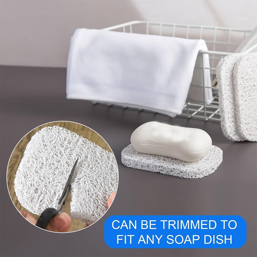 Lierteer 5PCS Shower Soap Bar Saver Lift Holder Dish Sponge Rack Tray Fast Dry Non-Slip white - Image 5