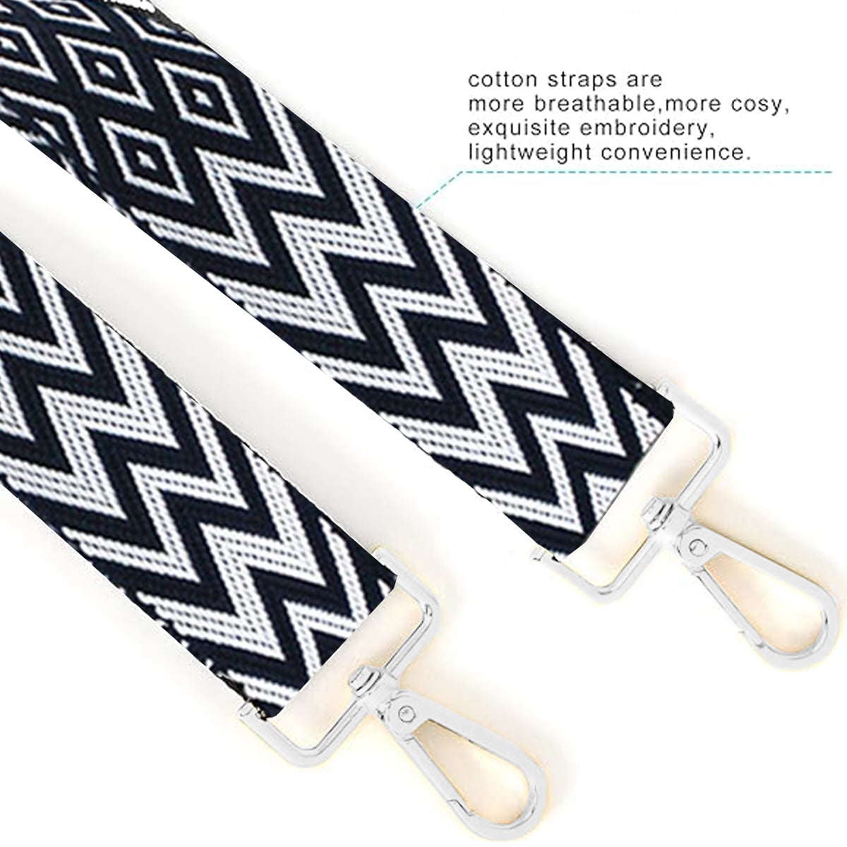 Replacement Crossbody Strap Handbag Guitar Strap Purse Shoulder Strap Adjustable Retro Jacquard - Dark blue - Image 4