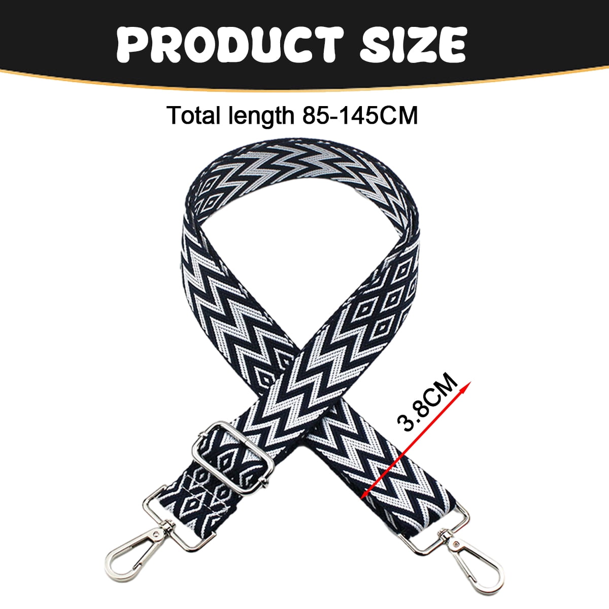 Replacement Crossbody Strap Handbag Guitar Strap Purse Shoulder Strap Adjustable Retro Jacquard - Dark blue - Image 5
