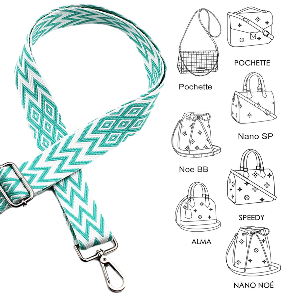 Replacement Crossbody Strap Handbag Guitar Strap Purse Shoulder Strap Adjustable Retro Jacquard - Dark blue green - Image 3