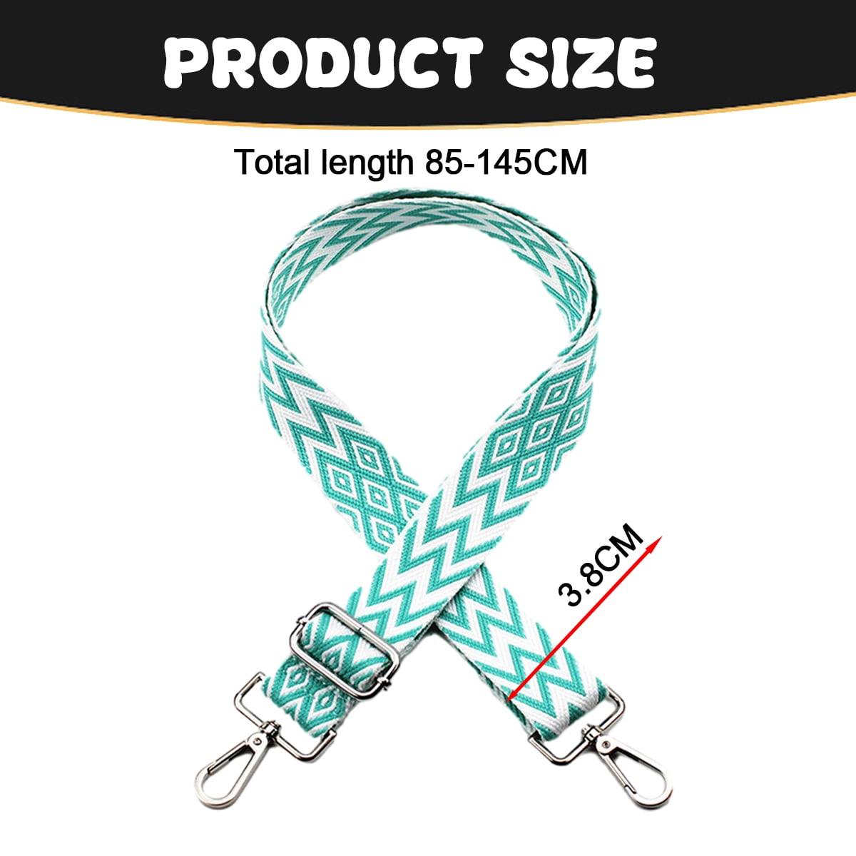 Replacement Crossbody Strap Handbag Guitar Strap Purse Shoulder Strap Adjustable Retro Jacquard - Dark blue green - Image 5