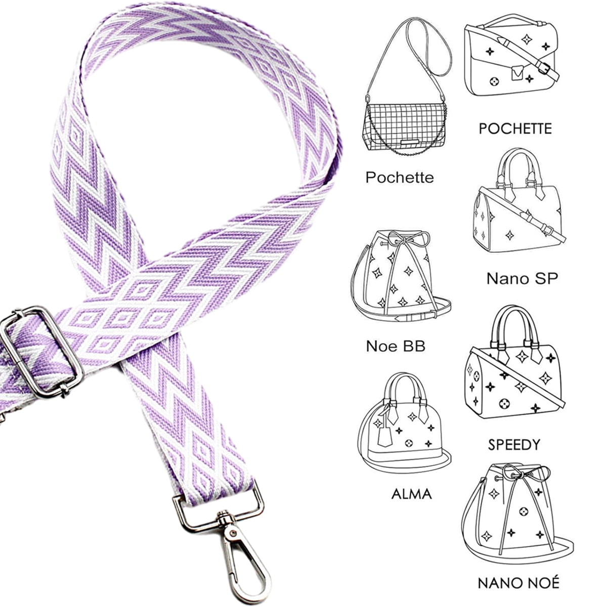 Replacement Crossbody Strap Handbag Guitar Strap Purse Shoulder Strap Adjustable Retro Jacquard - Dark blue purple - Image 3