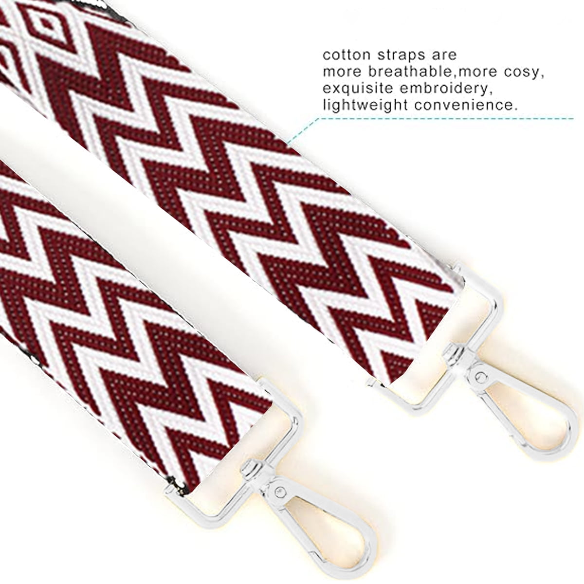 Replacement Crossbody Strap Handbag Guitar Strap Purse Shoulder Strap Adjustable Retro Jacquard - Dark blue red - Image 4