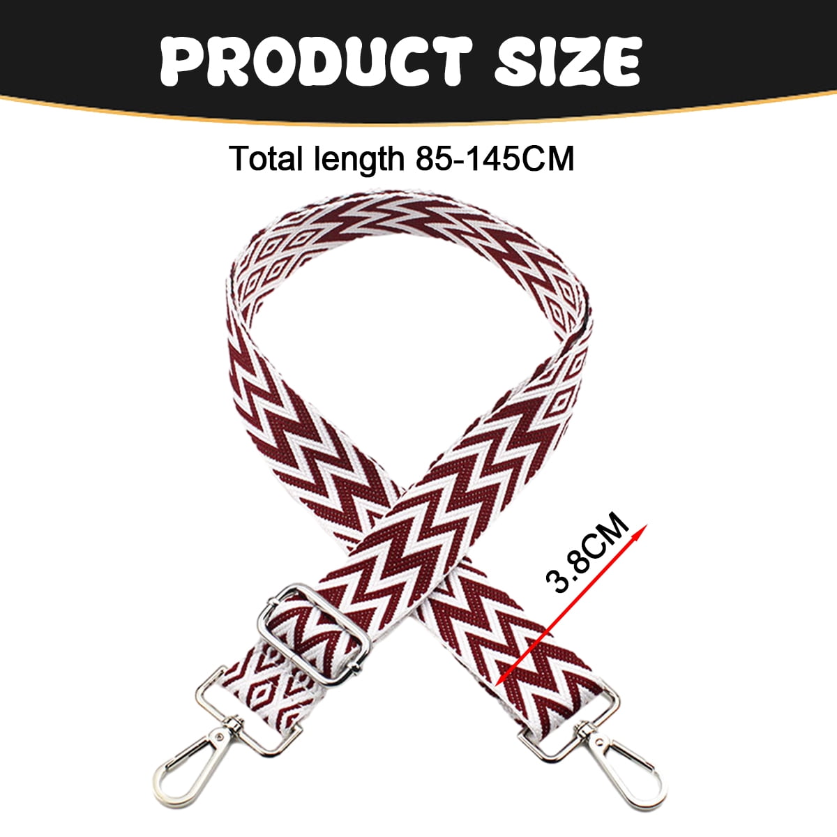 Replacement Crossbody Strap Handbag Guitar Strap Purse Shoulder Strap Adjustable Retro Jacquard - Dark blue red - Image 5