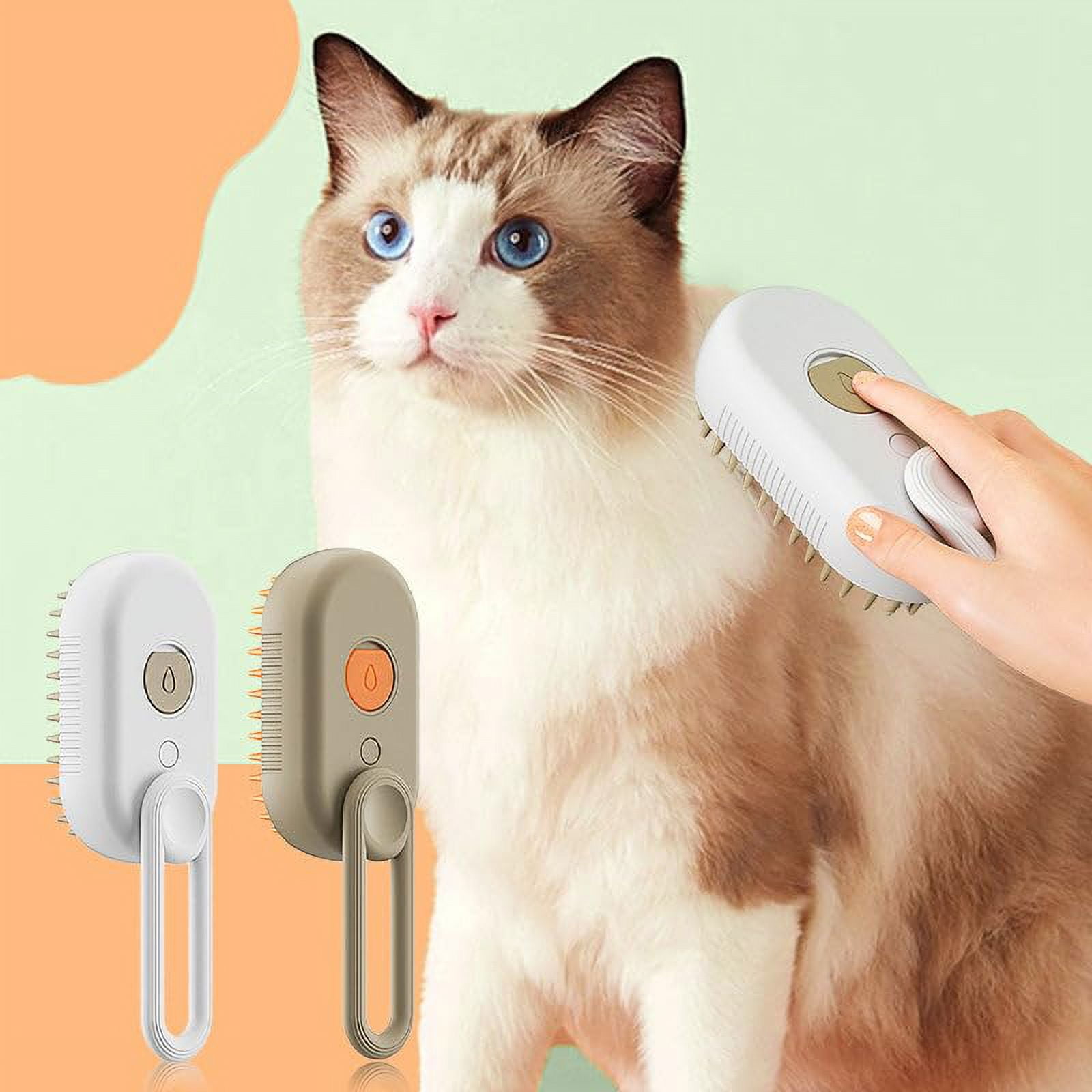 Cat Steam Brush, 3 in 1 Self Cleaning Cat Steamy Pet Brush Steamer Brush for Massage for Removing Tangled and Loosse Hair (2PCS Light Green) Light Green - Image 4