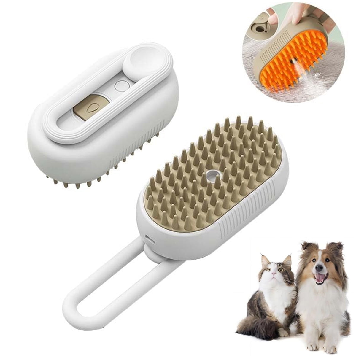 Cat Steam Brush, 3 in 1 Self Cleaning Cat Steamy Pet Brush Steamer Brush for Massage for Removing Tangled and Loosse Hair (2PCS Light Green) Light Green/White - Image 1