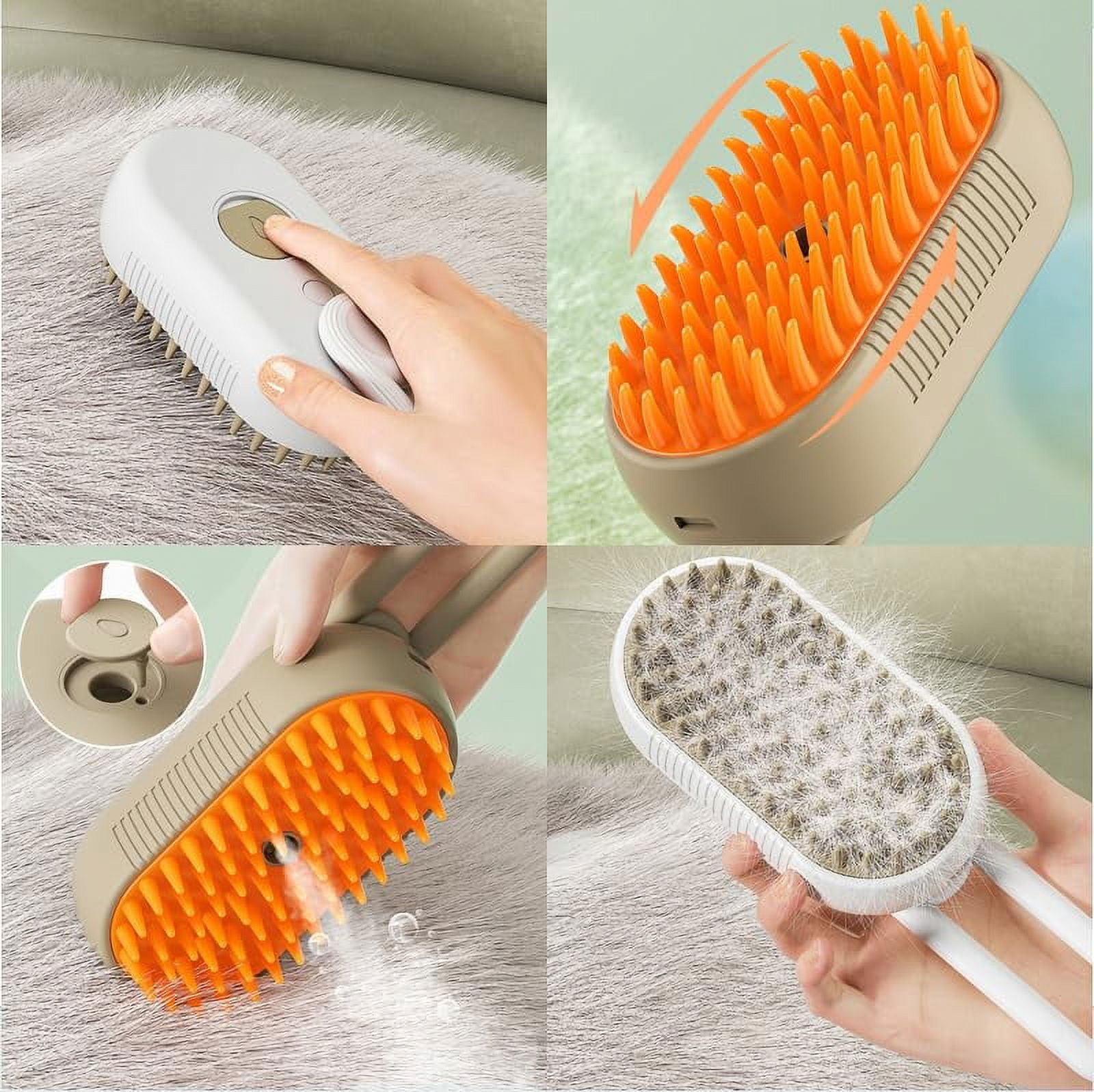 Cat Steam Brush, 3 in 1 Self Cleaning Cat Steamy Pet Brush Steamer Brush for Massage for Removing Tangled and Loosse Hair (2PCS Light Green) Light Green/White - Image 7