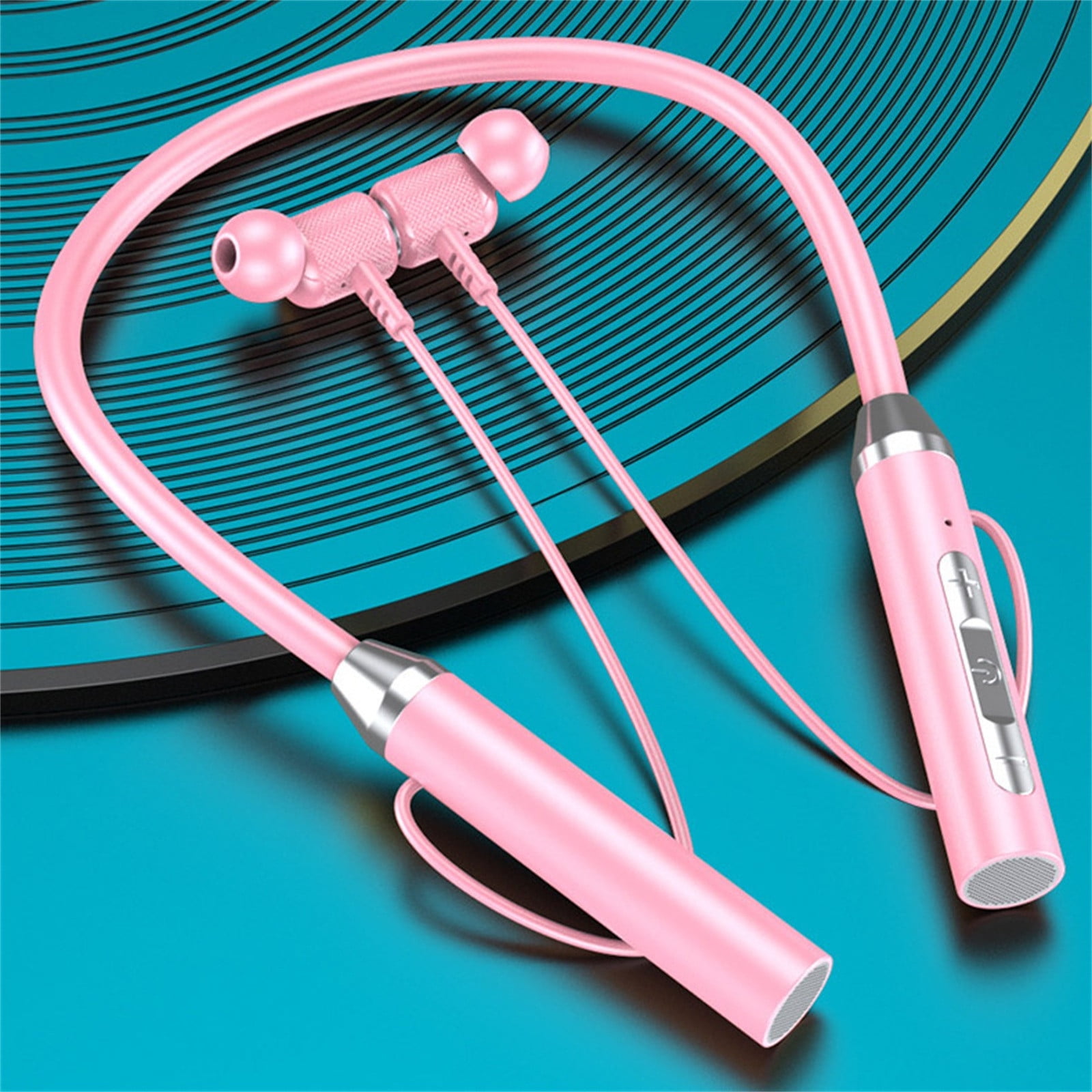 Neckband Bluetooth Headphones Wireless Earbuds with Microphone Flashlight Around the Neck Waterproof Sport Headset Noise Cancelling Ear Buds 120H Playtime for Running Cycling Cell Phone Pink - Image 1