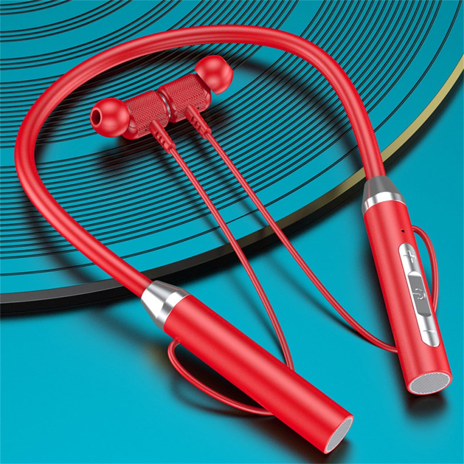 Neckband Bluetooth Headphones Wireless Earbuds with Microphone Flashlight Around the Neck Waterproof Sport Headset Noise Cancelling Ear Buds 120H Playtime for Running Cycling Cell Phone Red - Image 1