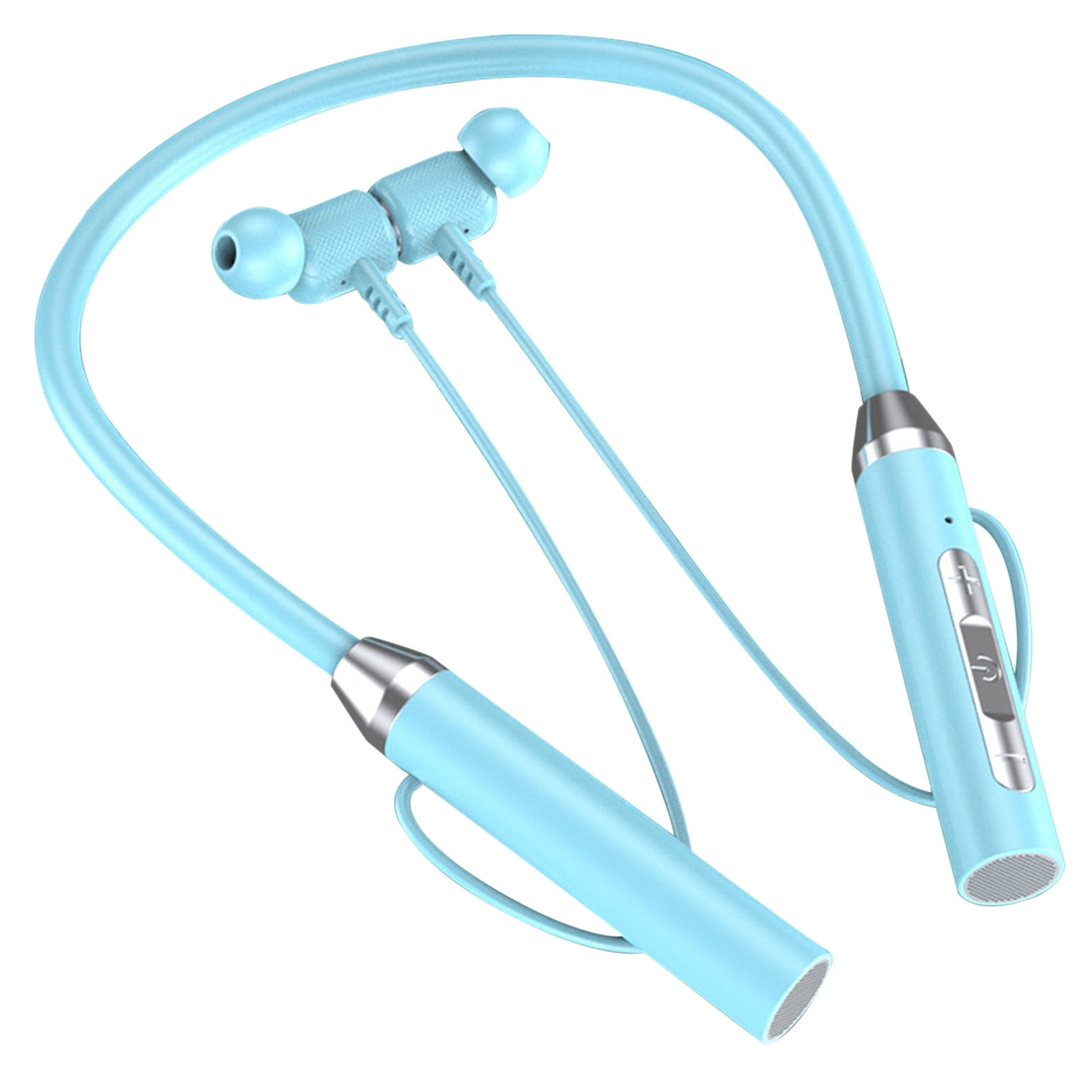 Neckband Bluetooth Headphones Wireless Earbuds with Microphone Flashlight Around the Neck Waterproof Sport Headset Noise Cancelling Ear Buds 120H Playtime for Running Cycling Cell Phone Sky Blue - Image 2