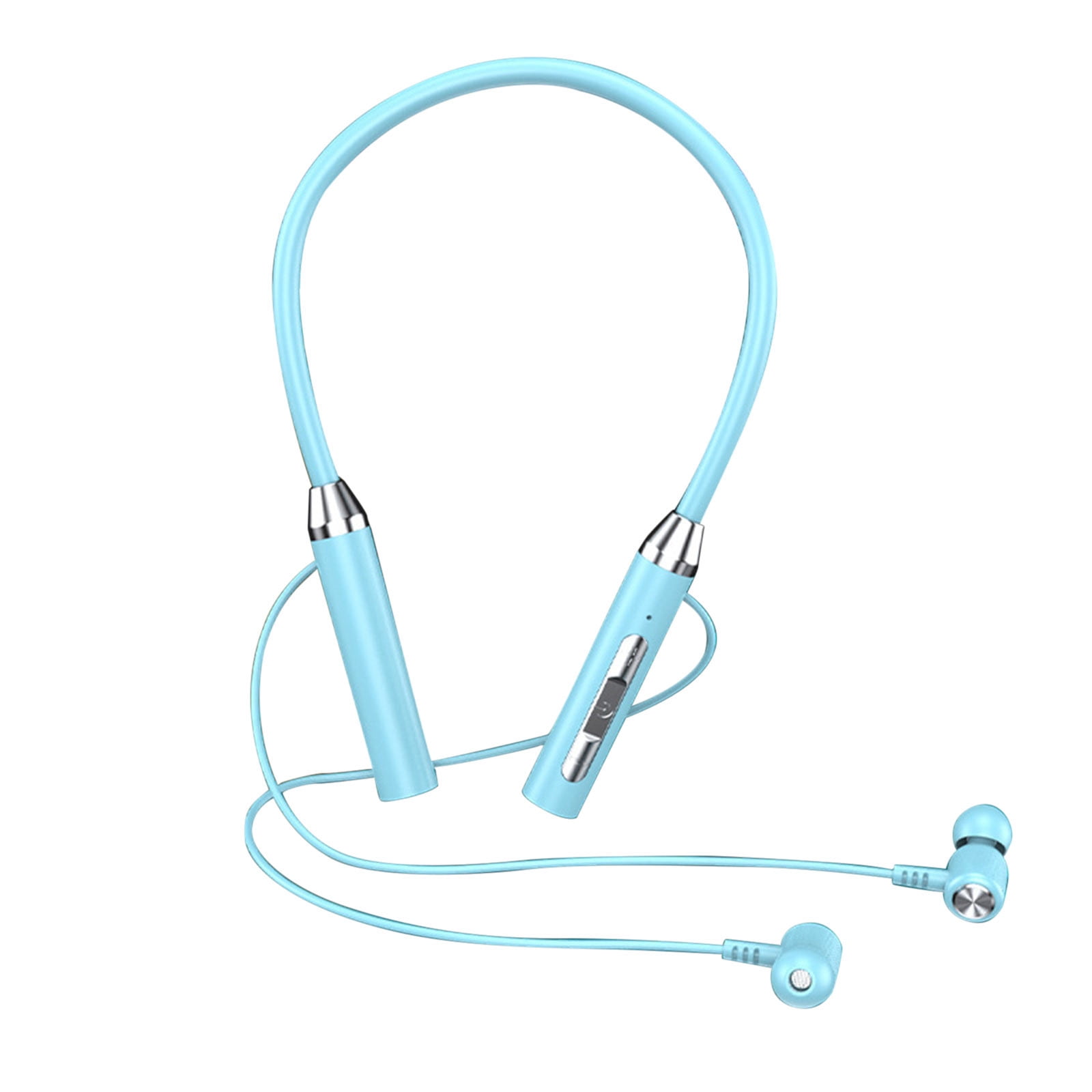 Neckband Bluetooth Headphones Wireless Earbuds with Microphone Flashlight Around the Neck Waterproof Sport Headset Noise Cancelling Ear Buds 120H Playtime for Running Cycling Cell Phone Sky Blue - Image 4