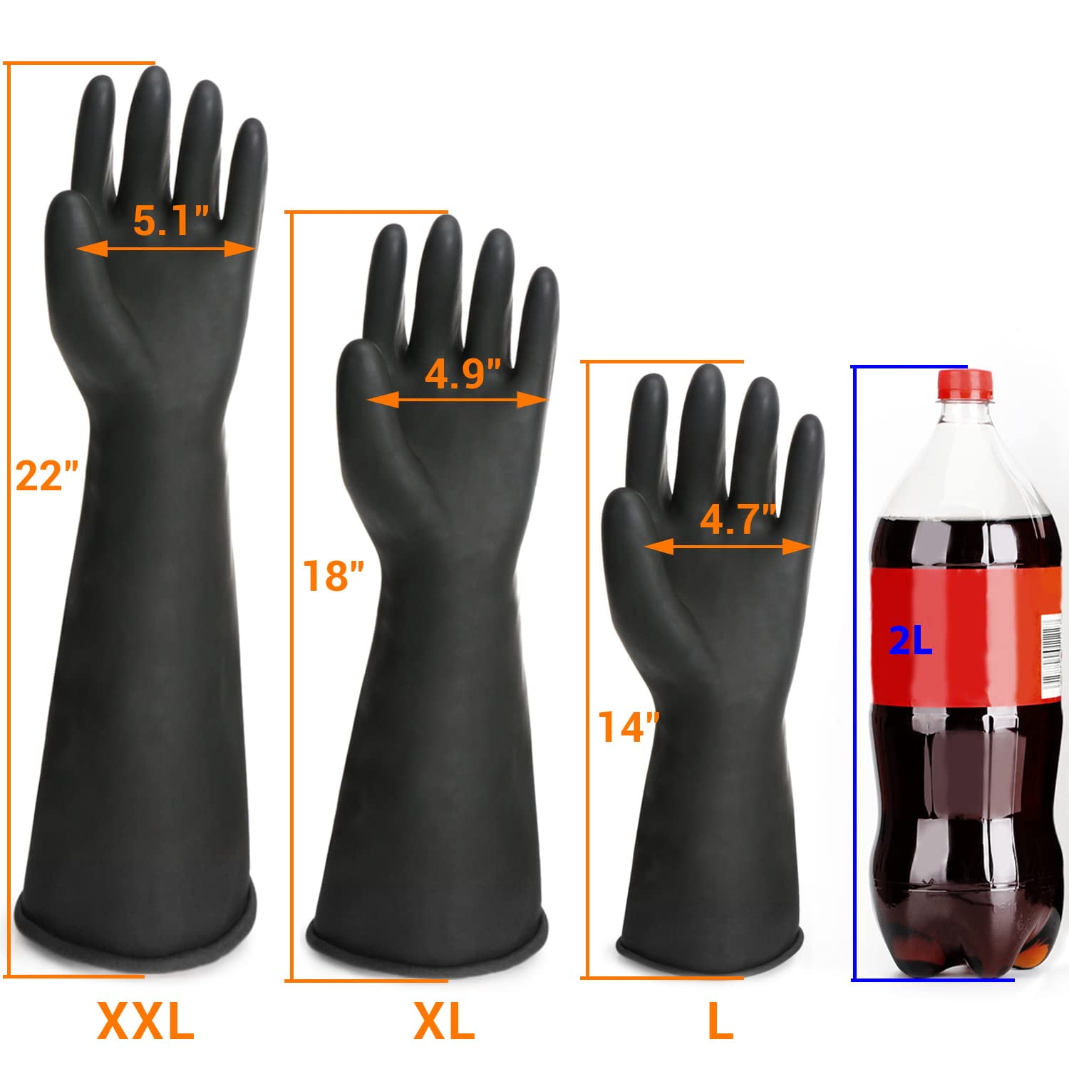 Black Rubber Gloves Extra Large, 22