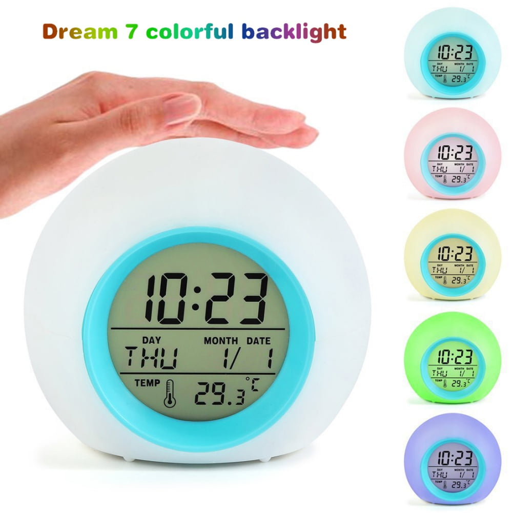 Kids Alarm Clock OK to Wake Alarm Clocks for Kids Toddlers Night Light Clock for Bedrooms with Children's Sleep Trainer Cute Clock Birthday Gift for Teen Boys Girls Colorful - Image 1