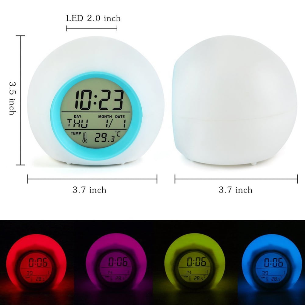 Kids Alarm Clock OK to Wake Alarm Clocks for Kids Toddlers Night Light Clock for Bedrooms with Children's Sleep Trainer Cute Clock Birthday Gift for Teen Boys Girls Colorful - Image 2