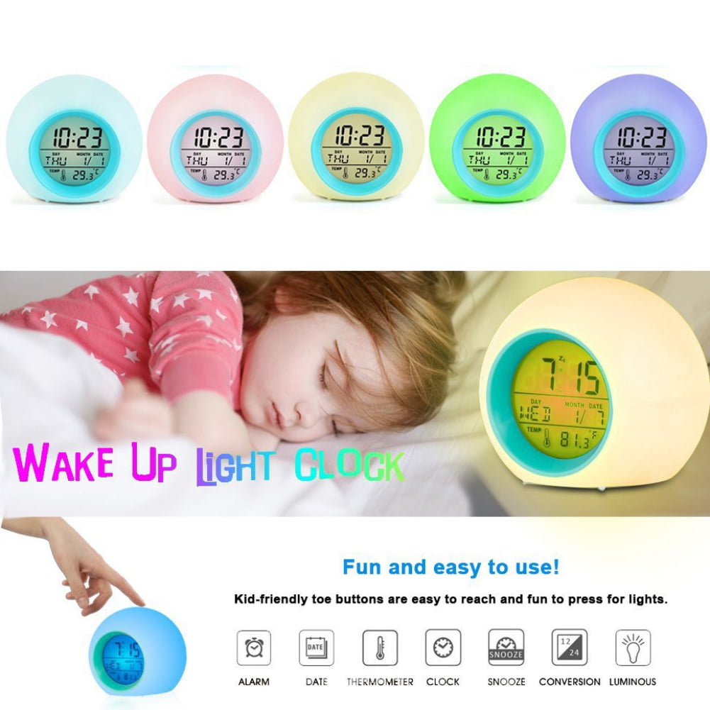 Kids Alarm Clock OK to Wake Alarm Clocks for Kids Toddlers Night Light Clock for Bedrooms with Children's Sleep Trainer Cute Clock Birthday Gift for Teen Boys Girls Colorful - Image 4