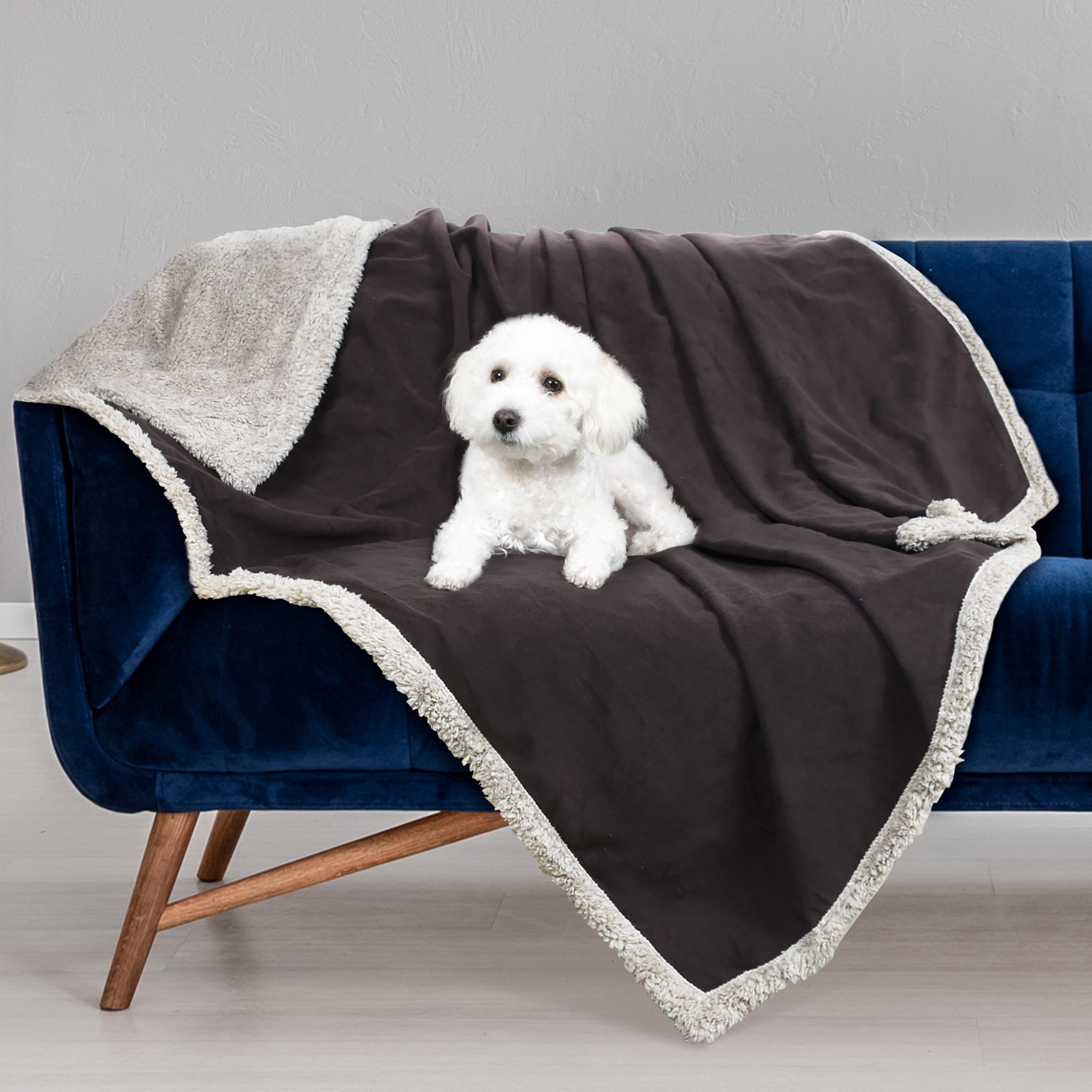 Pawsse Waterproof Pet Blanket, Pee Urine Proof Dog Blanket Cover for Couch Bed Furniture Protector, Liquid Proof Blanket for Small Medium Dogs, Buffale Red/Tuape, 50” x 60”. Brown/Tuape - Image 1