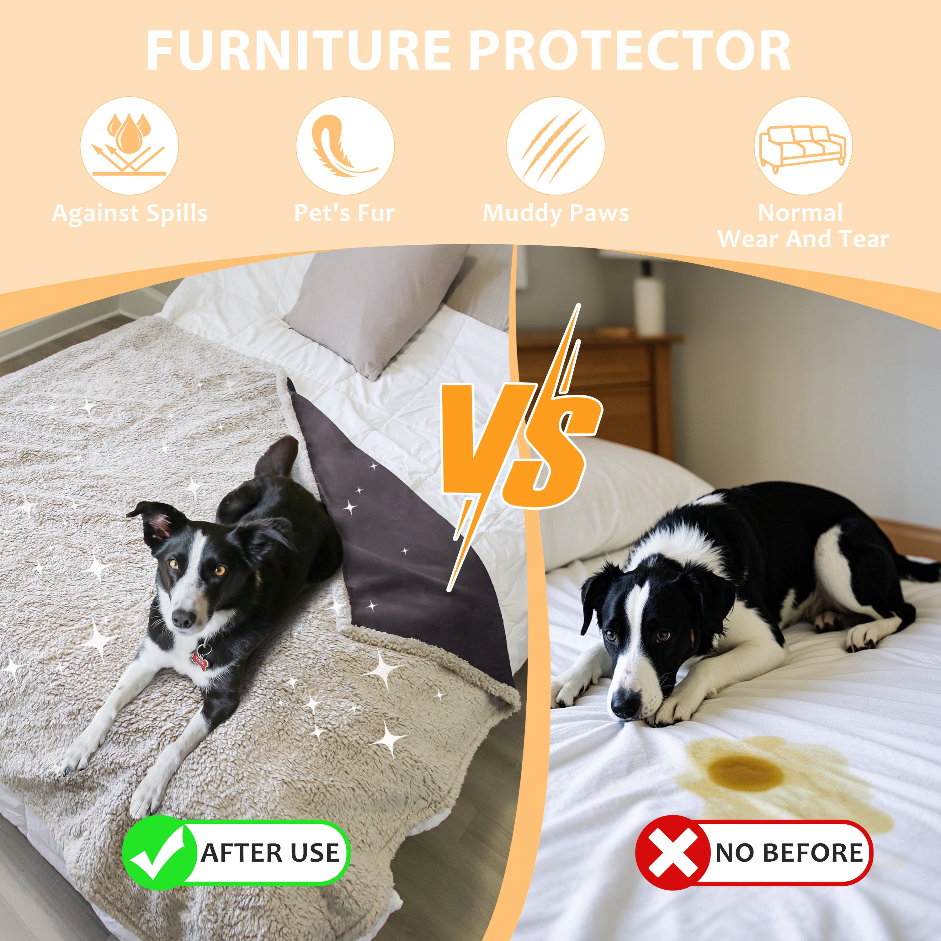 Pawsse Waterproof Pet Blanket, Pee Urine Proof Dog Blanket Cover for Couch Bed Furniture Protector, Liquid Proof Blanket for Small Medium Dogs, Buffale Red/Tuape, 50” x 60”. Brown/Tuape - Image 5