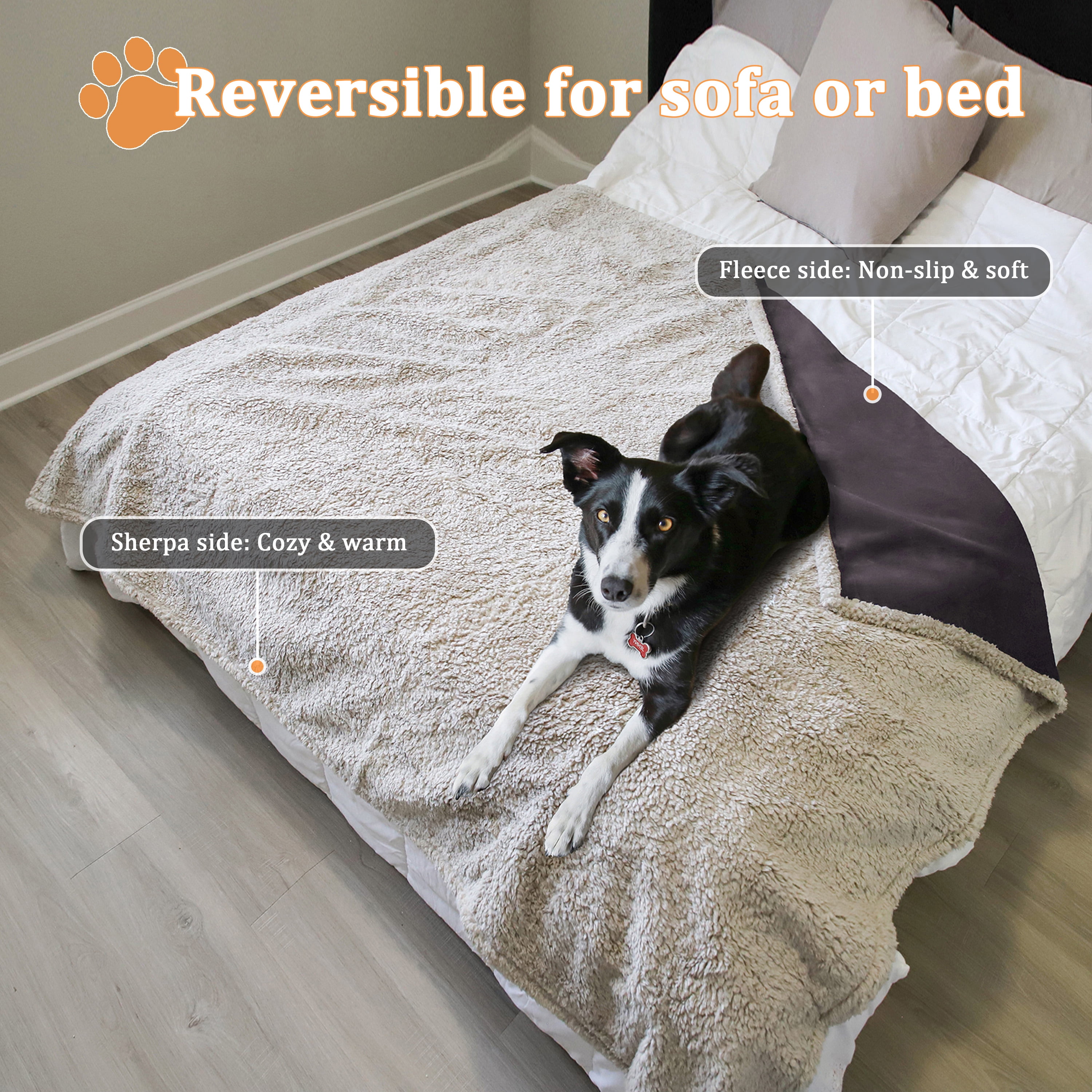 Pawsse Waterproof Pet Blanket, Pee Urine Proof Dog Blanket Cover for Couch Bed Furniture Protector, Liquid Proof Blanket for Small Medium Dogs, Buffale Red/Tuape, 50” x 60”. Brown/Tuape - Image 7
