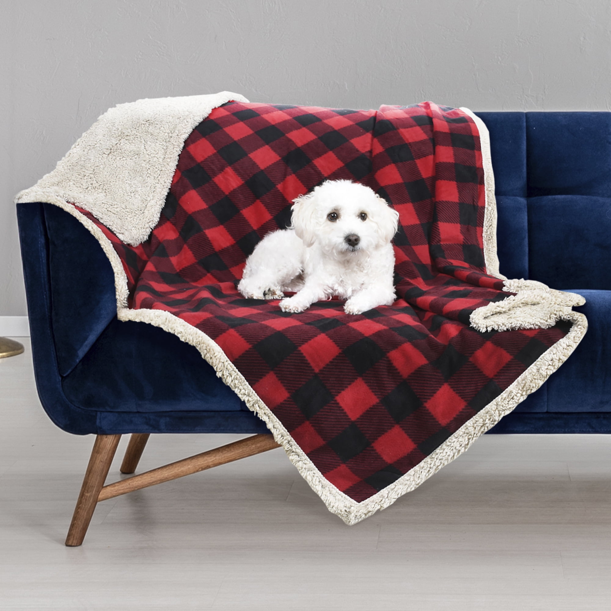 Pawsse Waterproof Pet Blanket, Pee Urine Proof Dog Blanket Cover for Couch Bed Furniture Protector, Liquid Proof Blanket for Small Medium Dogs, Buffale Red/Tuape, 50” x 60”. Buffale Red/Tuape - Image 1