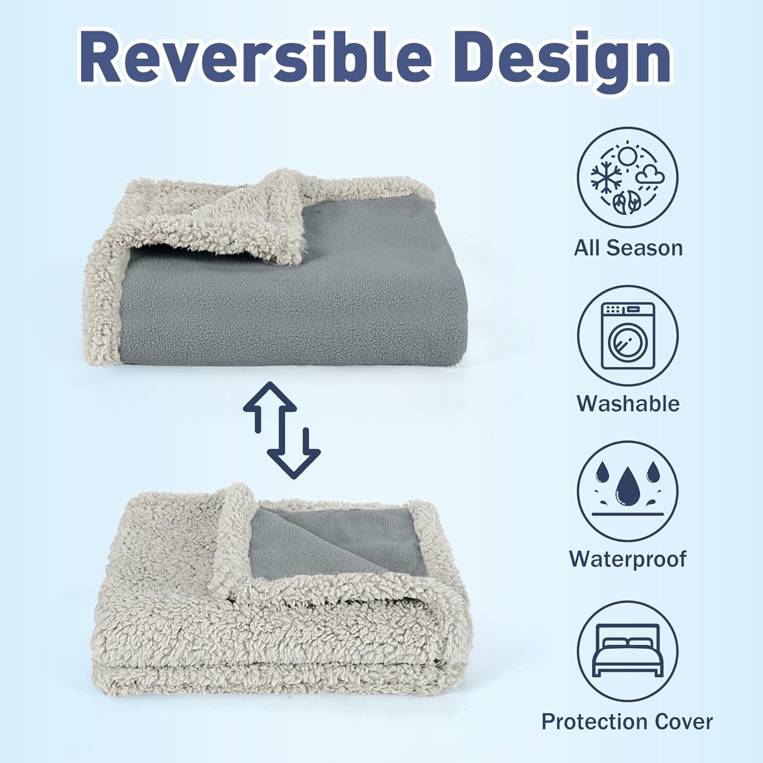 Pawsse Waterproof Pet Blanket, Pee Urine Proof Dog Blanket Cover for Couch Bed Furniture Protector, Liquid Proof Blanket for Small Medium Dogs, Buffale Red/Tuape, 50” x 60”. Gray/Tuape - Image 5