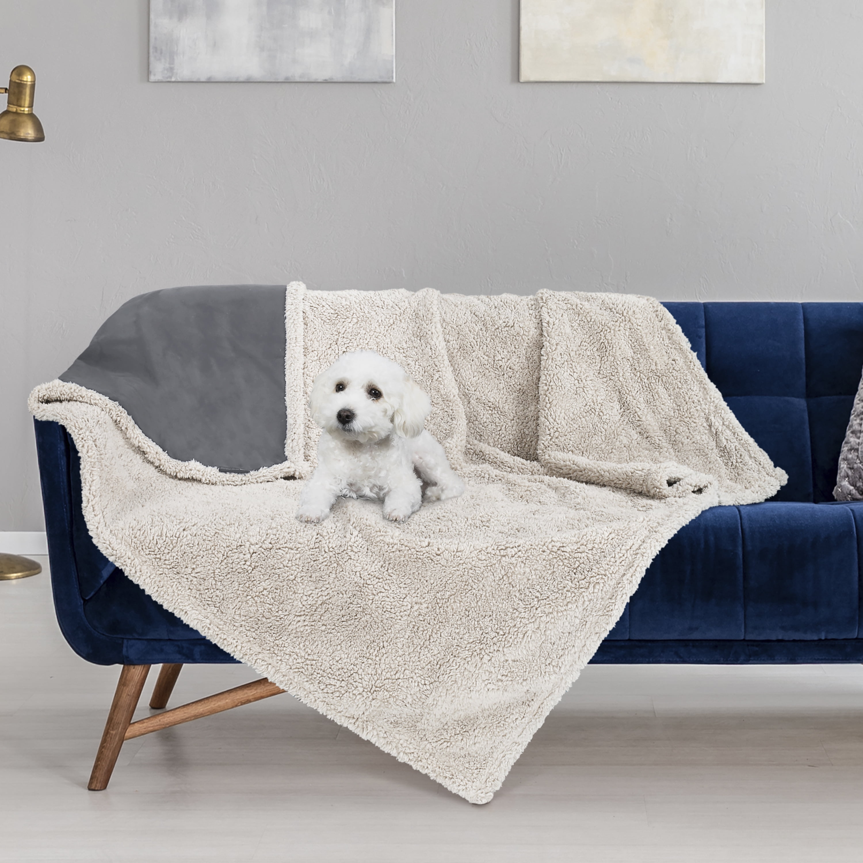 Pawsse Waterproof Pet Blanket, Pee Urine Proof Dog Blanket Cover for Couch Bed Furniture Protector, Liquid Proof Blanket for Small Medium Dogs, Buffale Red/Tuape, 50” x 60”. Gray/Tuape - Image 6