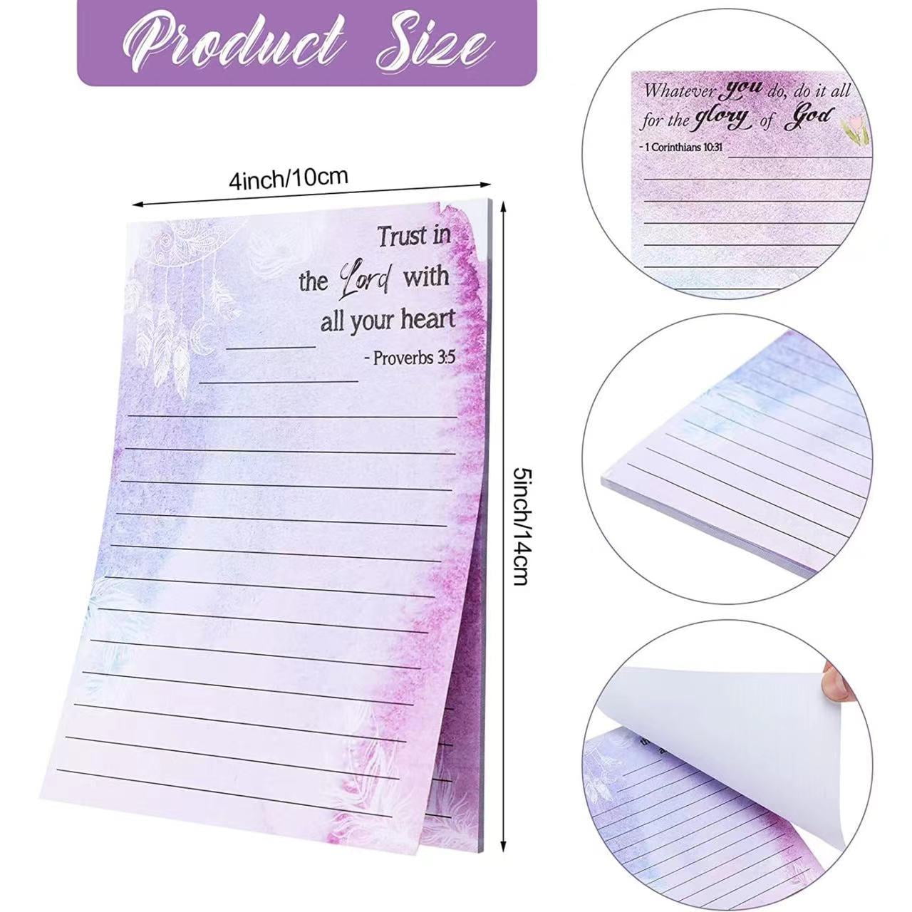 8 Pack Christian Notepads Inspirational Floral Design Adhesive Sticky Note Pads Religious Bible Verse Quotes Notepads for Writing Notes Diary Lists Schedules, 4 x 5 Inch (Fresh Style) - Image 2