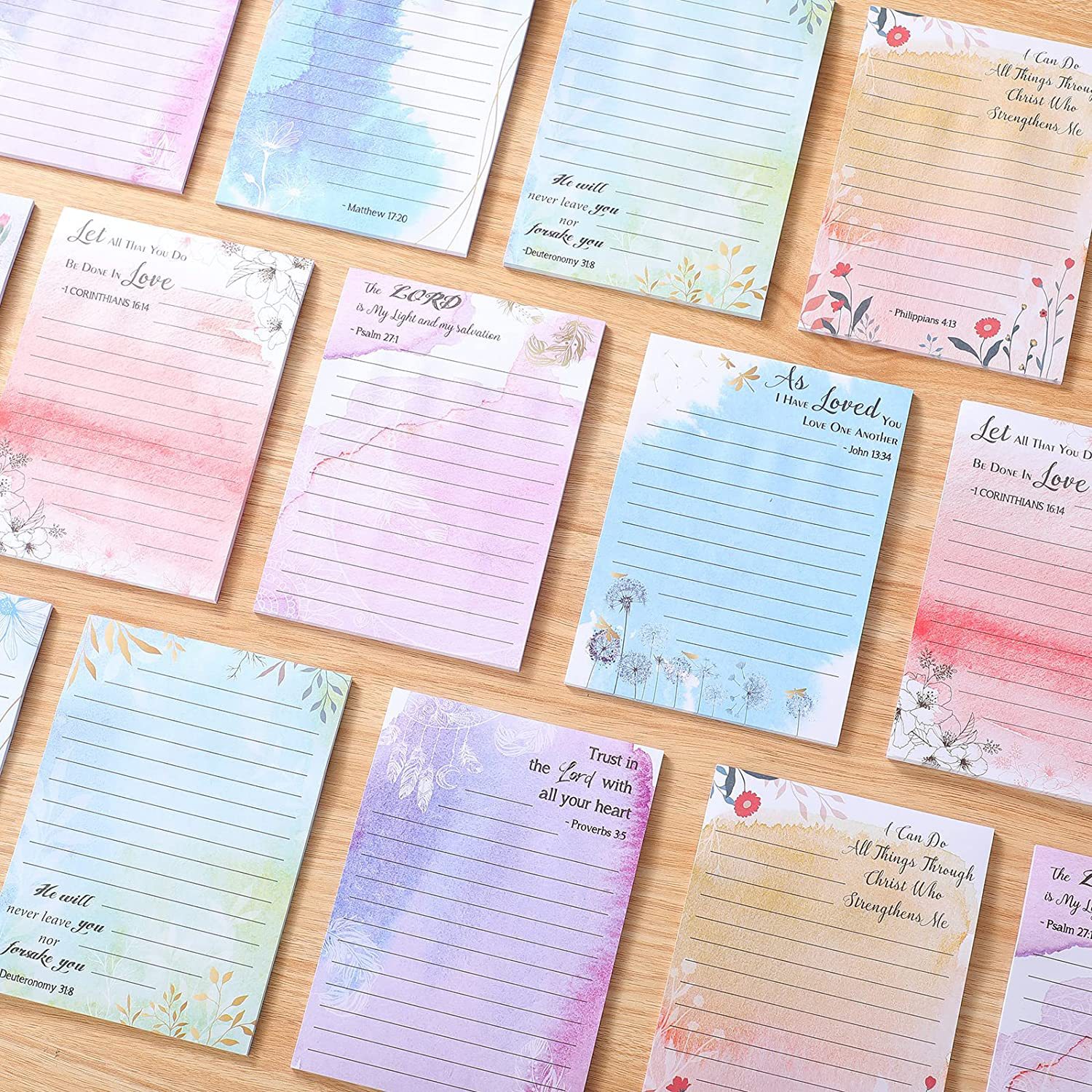 8 Pack Christian Notepads Inspirational Floral Design Adhesive Sticky Note Pads Religious Bible Verse Quotes Notepads for Writing Notes Diary Lists Schedules, 4 x 5 Inch (Fresh Style) - Image 3