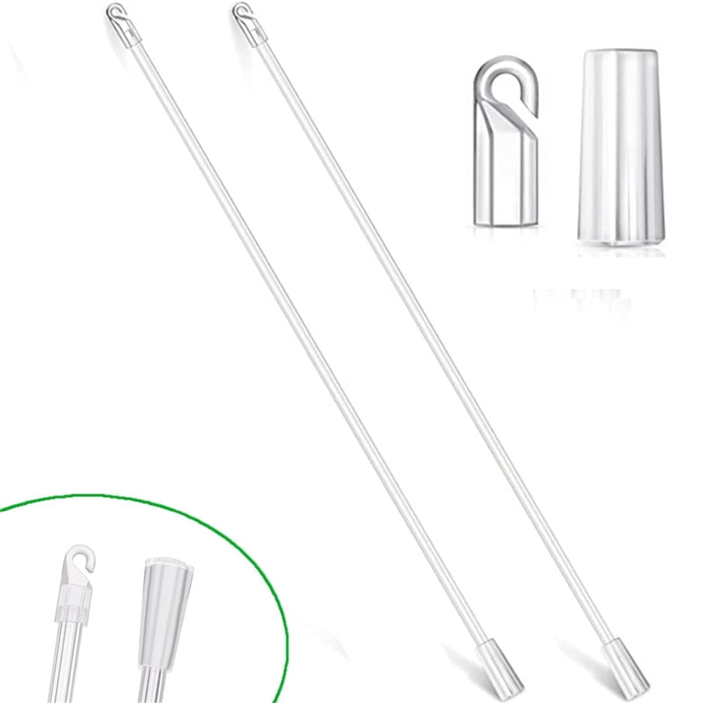 Tutuviw 17 Inches Blind Tilt Wand with Hook and Handle, Acrylic Clear Blind Rod Replacement, Blind Opener Stick Long, Vertical Blind Wand Control Part Opener Accessory (2 Sets) - Image 1
