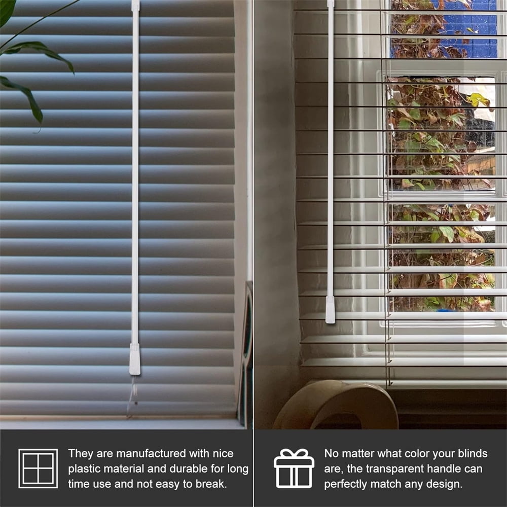Tutuviw 17 Inches Blind Tilt Wand with Hook and Handle, Acrylic Clear Blind Rod Replacement, Blind Opener Stick Long, Vertical Blind Wand Control Part Opener Accessory (2 Sets) - Image 4