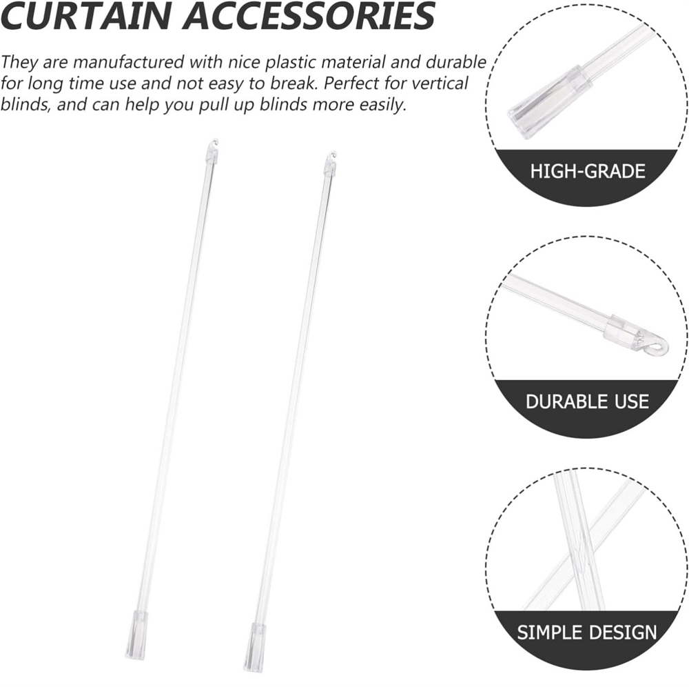 Tutuviw 17 Inches Blind Tilt Wand with Hook and Handle, Acrylic Clear Blind Rod Replacement, Blind Opener Stick Long, Vertical Blind Wand Control Part Opener Accessory (2 Sets) - Image 5