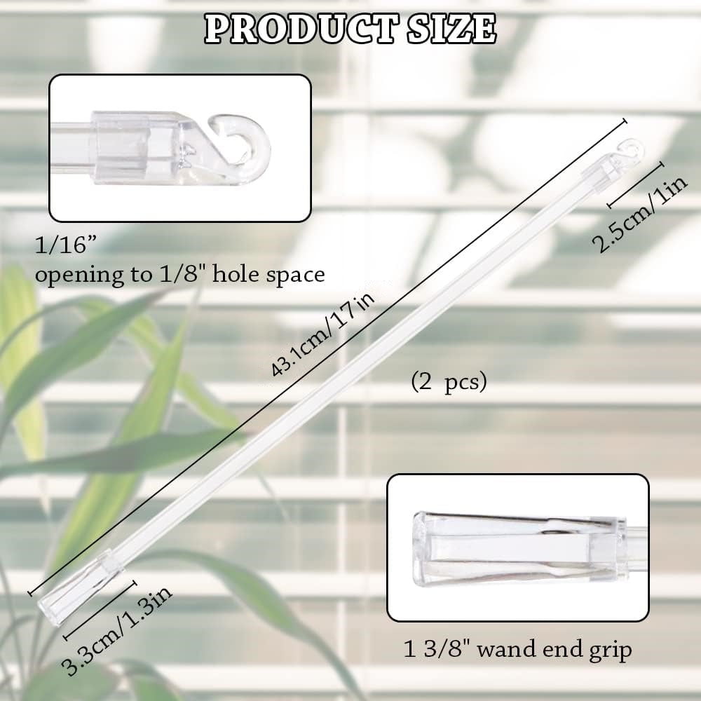 Tutuviw 17 Inches Blind Tilt Wand with Hook and Handle, Acrylic Clear Blind Rod Replacement, Blind Opener Stick Long, Vertical Blind Wand Control Part Opener Accessory (2 Sets) - Image 7